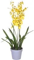 Orchidea Artificiali Oncidium a 3 Diramazioni con Vaso Altezza 45 cm Giallo