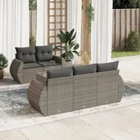 Set Divano da Giardino 6 pz con Cuscini Grigio in Polyrattan 3221099