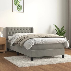 Giroletto A Molle Con Materasso Grigio Chiaro 90x200 Cm Velluto /