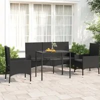 Set Divani da Giardino 4 pz con Cuscini Nero in Polyrattancod mxl 71423