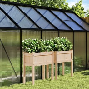 Fioriere Da Giardino 2 Pz Con Gambe İn Legno Massello Di Pino /