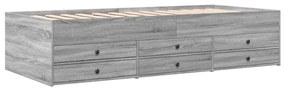 Divano letto con cassetti grigio sonoma 75x190 cm multistrato