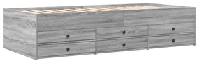 Divano letto con cassetti grigio sonoma 75x190 cm multistrato