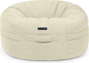 Puof a sacco color crema con rivestimento in bouclé Roll 105 – SLOWDOWN