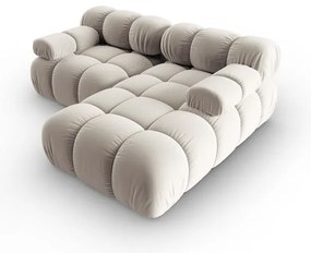 Divano angolare componibile beige (con penisola a destra) con rivestimento in velluto Bellis – Micadoni