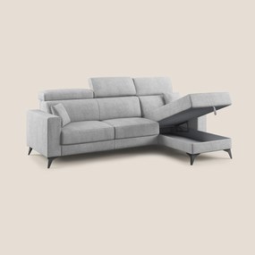 Pegaso divano letto angolare con poggiatesta reclinabili e rivestimento impermeabile T02 grigio chiaro