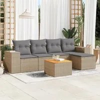 Set Divano da Giardino 6 pz con Cuscini Beige in Polyrattan 3257753