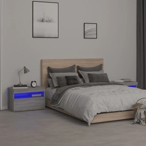 Comodini 2 Pz Con Luci Led Grigio Sonoma 60x35x40 Cm /