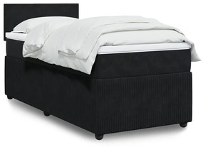 Giroletto A Molle Con Materasso Nero 90x190 Cm İn Velluto /