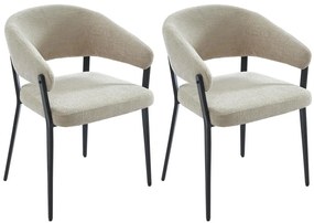 Sedia con braccioli in Tessuto e Metallo Nero Beige - Lotto di 2 - AVRELA