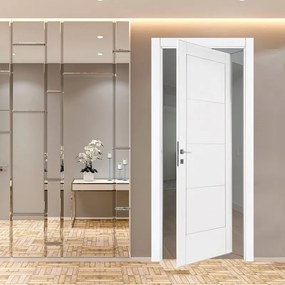 Porta interna rototraslante Ribera in legno laccato colore bianco, L 70 x H 210 cm, apertura reversibile