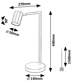 Rabalux 73029 - Lampada da tavolo KARTER 1xGU10/5W/230V nero
