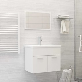 Set mobili da bagno 2 pz bianco in truciolato