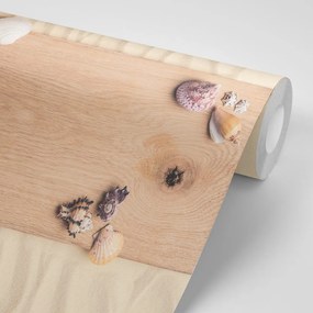 Carta da parati – Tesori del mare su legno