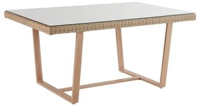 Tavolo da pranzo per giardino Medena NATERIAL in alluminio con piano in vetro beige per 6 persone 100x200cm