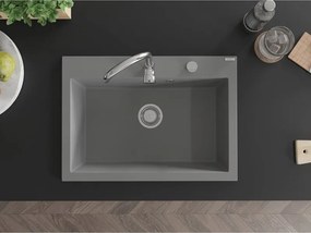 Mexen Elix lavello in granito a 1 vasca 700 x 500 mm, grigio, sifone cromato - 6526701005-71