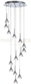 Jewel, lampada a sospensione, cristallo trasparente, cromo, led 67,...