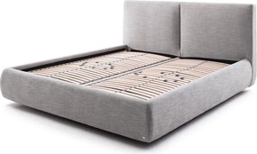 Letto matrimoniale imbottito grigio con contenitore con rete inclusa 180x200 cm Atesio – Meise Möbel