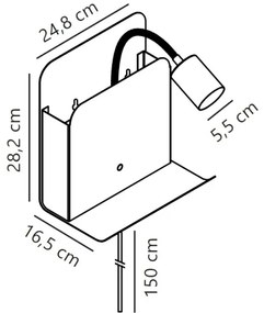 Nordlux - Lampada da parete ROOMI con mensola e USB 1xGU10/8W/230V bianco
