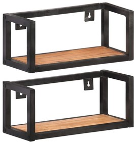 Mensole A Muro 2 Pz 40 Cm İn Legno Massello Di Acacia /