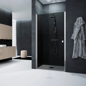 Porta doccia battente Glam L 67-71cm x H 201.7 x SP 0.6 cm, profilo cromo, vetro Fumè