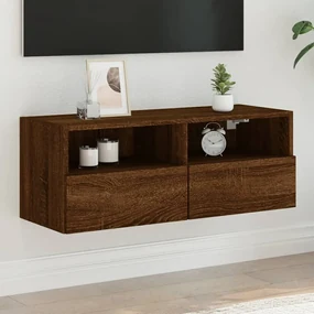 Mobile Tv A Parete Rovere Marrone 80x30x30 Cm Legno Multistrato /