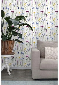 Fotomurale Fiori, grigio caldo chiaro blue giallo e rosa