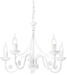 Lampadario a sospensione con catena DONATO 5xE14/40W/230V bianco