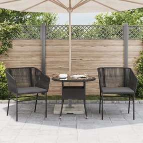 Sedie da giardino con cuscini 2 pz nere in polyrattan