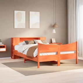 Letto Senza Materasso Marrone Cera 135x190 Cm İn Legno Di Pino /