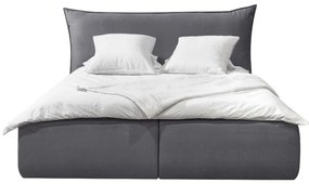 Letto matrimoniale imbottito grigio scuro con contenitore con griglia 180x200 cm Jade - Bobochic Paris