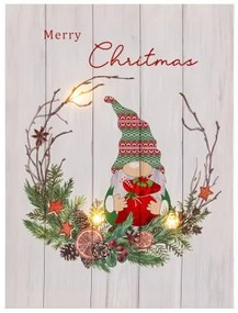 Quadro Natale Multicolore Legno Tela 30 x 40 x 1,8 cm