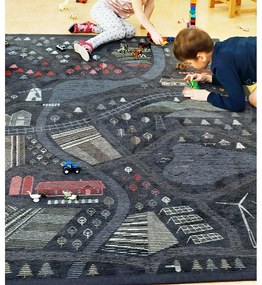 Tappeto nero reversibile per bambini, 160 x 230 cm Ülejõe - Narma