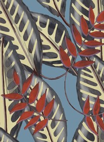 Florale Tapete Alocasia von Elitis - Blau/ Rot