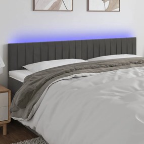 Testiera A Led Grigio Scuro 160x5x78/88 Cm İn Velluto /
