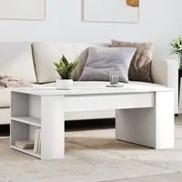 Tavolino da Salotto Bianco 102x55x42 cm in Legno Multistrato 831853