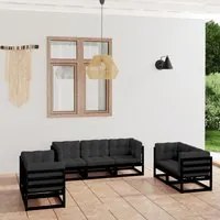 Set Divani da Giardino 7 pz con Cuscini Legno Massello di Pino cod mxl 42850