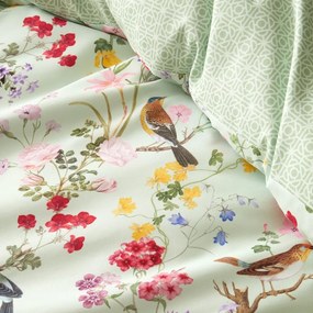 Set copripiumino e federa verde per letto matrimoniale/per letto esteso 3 pezzi 230x220 cm Birds In Bloom – RHS