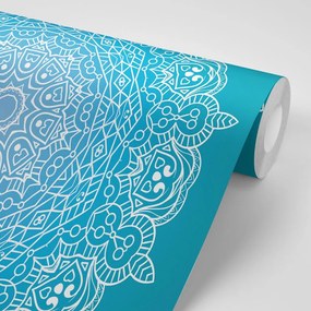 Carta da parati – Mandala meditativa su sfondo blu