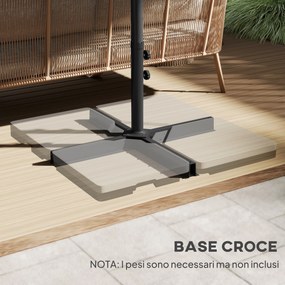 Ombrellone Doppio a 12 Stecche 455x265x238 cm con Base a Croce e Manovella in Acciaio e Poliestere Grigio...