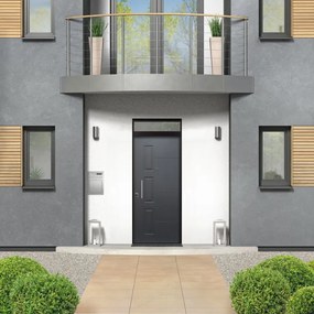 Porta blindata MASTER Jack S L 90 x H 210 cm in PVC grigio/bianco, apertura spingere a destra, falso telaio incluso