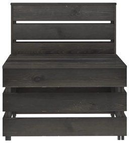 Set Salotto da Giardino 9 pz in Legno di Pino Impregnato Grigio