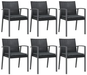 Set pranzo da giardino 7 pz con cuscini in polyrattan e acciaio