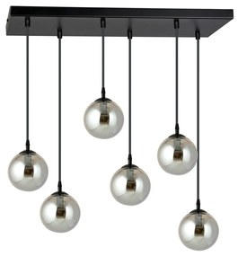 Lampadario a Sospensione in Acciaio e Vetro COSMO 6 Nero 6xE14