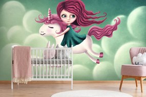 Carta da parati – Bambina con unicorno