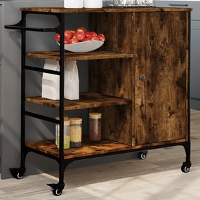 Carrello Cucina Rovere Fumo 87,5x38,5x84,5 Cm Legno Multistrato /