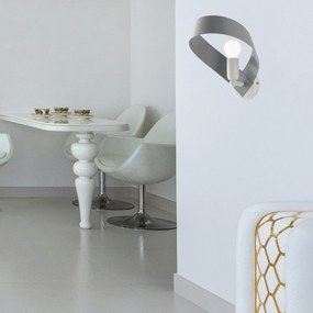 Applique Moderna Primula 1 Luce In Ferro Laccato Bianco E Grigio