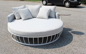 CLARUS - divano letto da giardino in alluminio e textilene con tavolino completo di cuscini