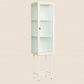 Vetrina ad 1 Anta in Metallo e Vetro Verticale Beige Crema - Sklum