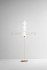 Piantana in metallo e vetro trasparente e oro spazzolato bubbles in...